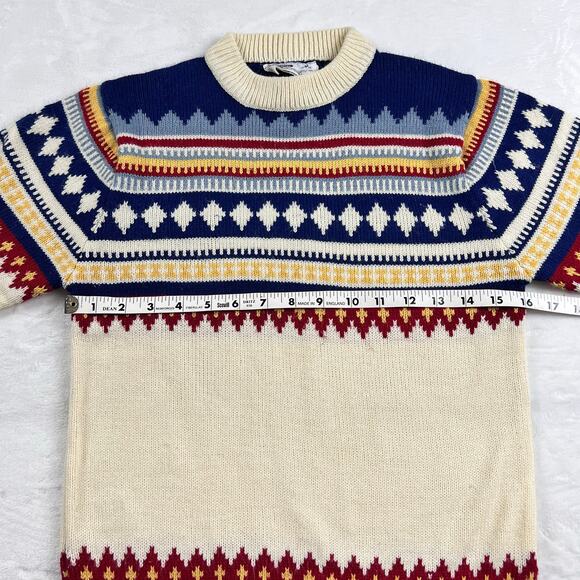 Montgomery Ward Vintage Youth Kids Acrylic Sweater Diamond Print SZ 12-14 Medium - Picture 4 of 6